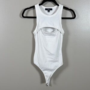 Lulu's Classic White Ribbed Bodysuit